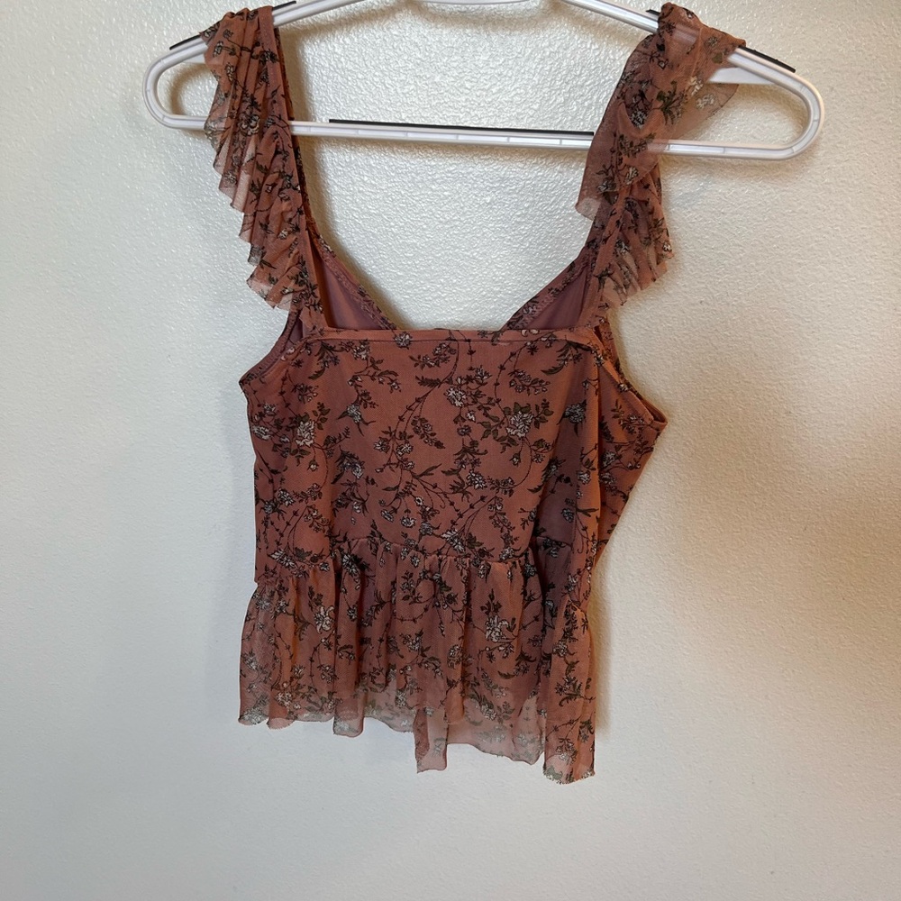 Floral Ruffle Strap Top - Pink - Picture 5 of 5